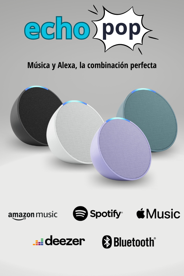 Echo Pop | Altavoz inteligente Bluetooth con Alexa de sonido potente y  compacto | Blanco